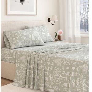 New! Great Bay Home Flannel Sheet Set California King Size - 100% Turkish Cotton
